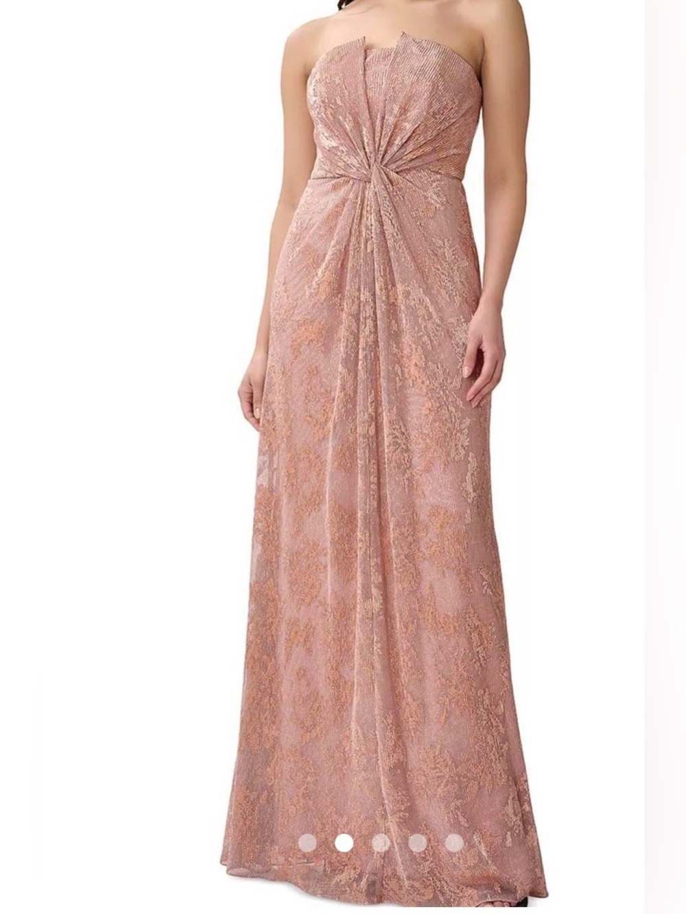 Aidan Mattox by Adrianna Papell Strapless Rose Gold Lace Maxi Gown